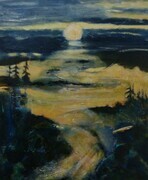 Solstice Moon 24' x 20" Acrylic, mixed media on canvas